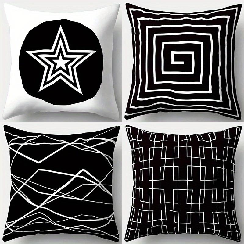 Geometric Black and White Patterned Pillow Covers Pattern Cushion Cover Suitable for Sofa Bedroom Car Pillow Cover