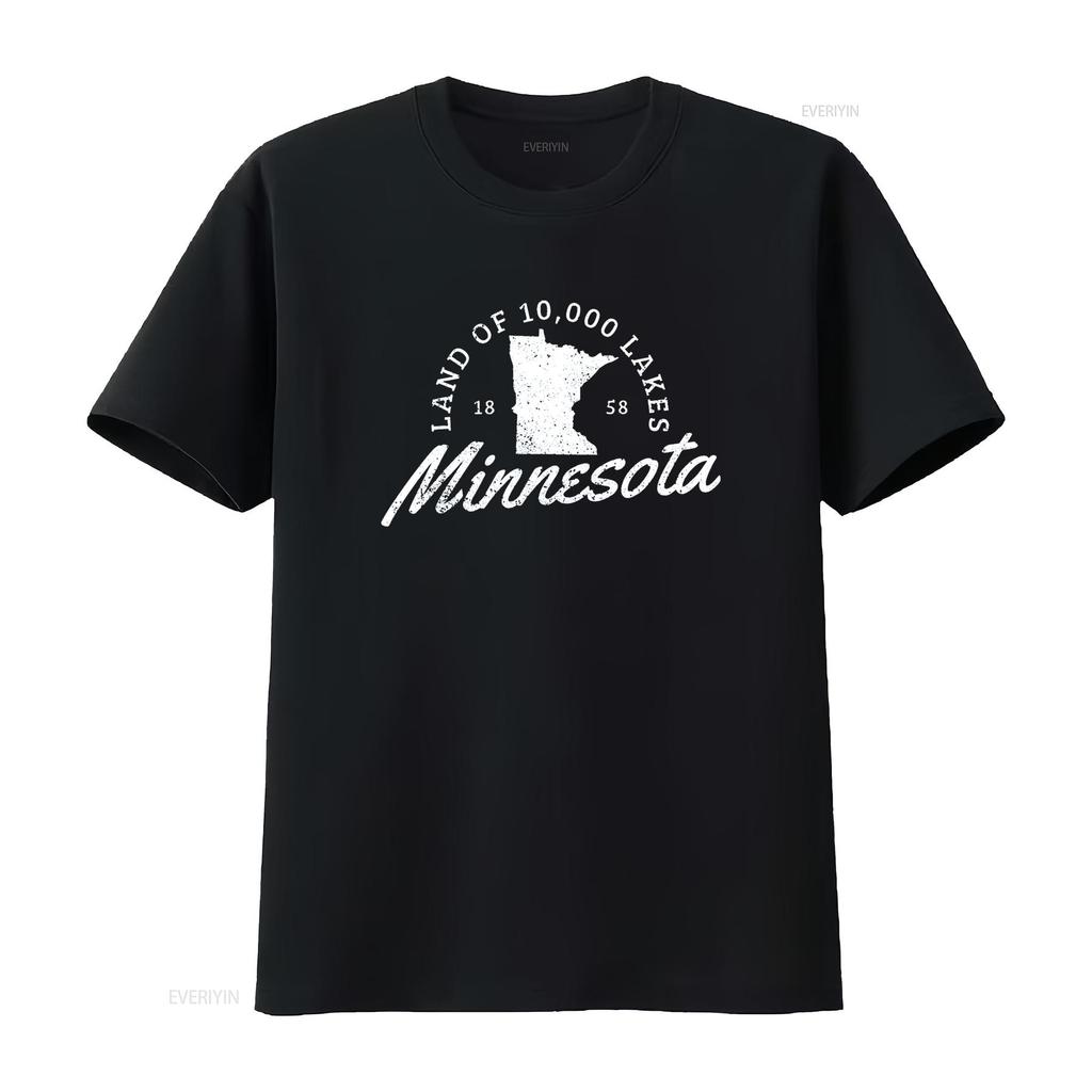 Minnesota Land Of The 10000 Lakes State Map Souvenir T Shirt Vintage Washed Stylish Stretched Casual Comfortable Slightly