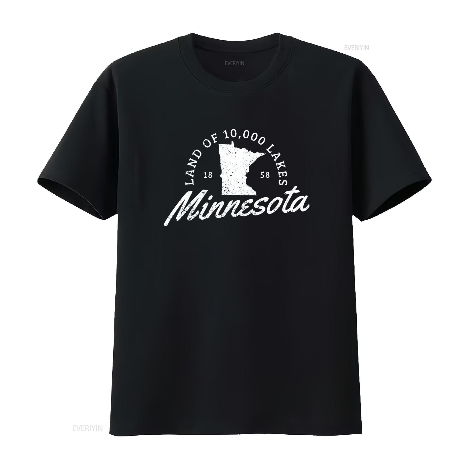 

Minnesota Land Of The 10000 Lakes State Map Souvenir T Shirt vintage Washed Stylish Stretched Casual Comfortable Slightly 4XL