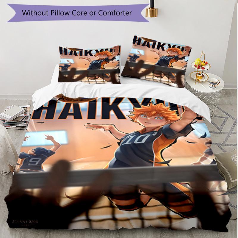 3pcs Duvet Cover Set (1*Duvet Cover + 2*Pillowcase, Without Core), Haikyu Print Soft All‑Season Bedding Set, Home Bedroom Decor Gift