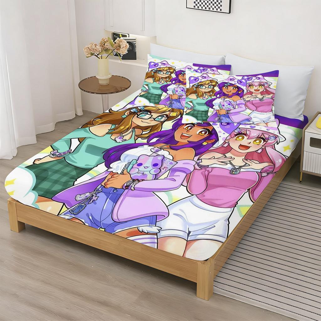 Lenzuolo con Angoli Bambini Kawaii Cartone Animato Aphmau Copertura Baby Adolescente Lenzuola Copertura Elastico Biancheria da Letto Stampa Digitale Carina