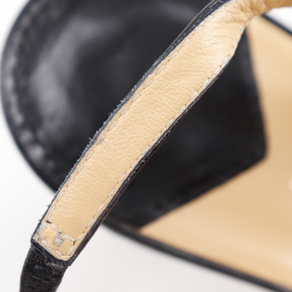 LOUIS VUITTON initial pumps Slingback Pointed toe pumps black leather Women Used