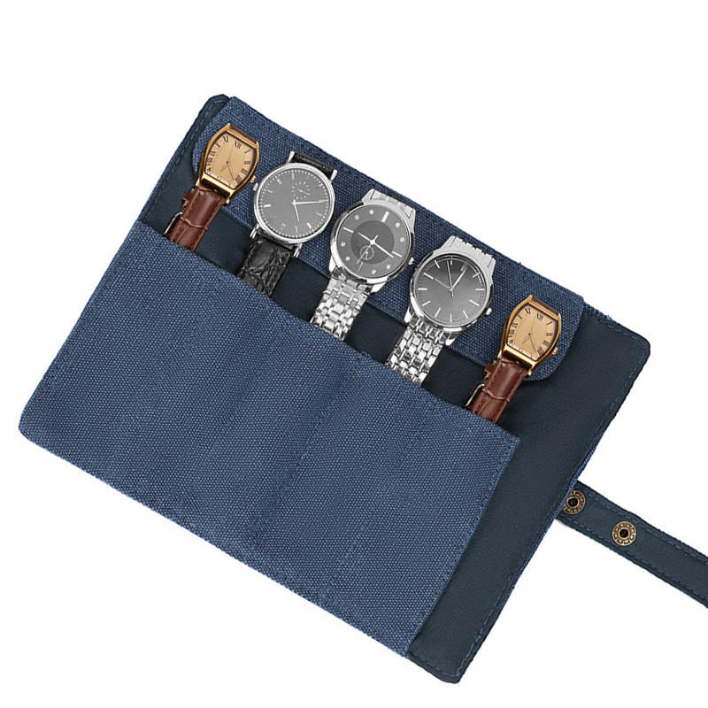 Portable Women Men Roll-Up Watch Band Storage Case Pouch Lightweight Travel Watch Roll Organizer
