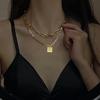 Retro Doppelschicht Hip Hop Quadratische Kette Kurzes Halsband Punk Gothic Punk Schmuck für Damen Herren