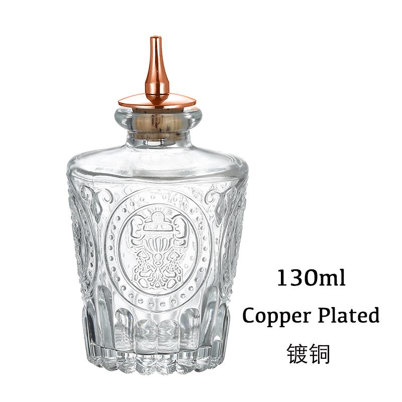 Láhev na koktejlové bitters - Vintage skleněný design s korkem a nerezovým dávkovacím uzávěrem - Profesionální barový set, příslušenství