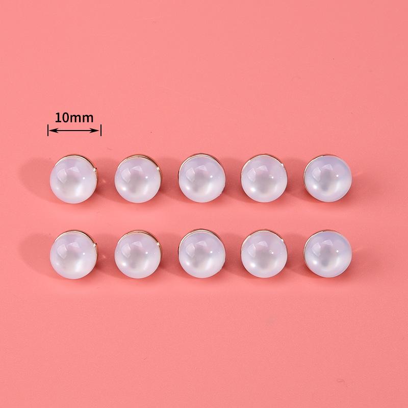 Pearl Button Versatile Round Shirt Button Top Cardigan Shirt Delicate Button Women'S Clothing Decoration