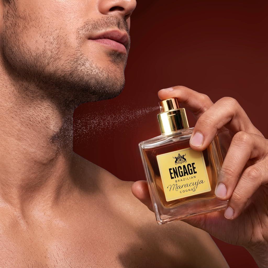 Engage Brazilian Maracuja Cognac Eau De Parfum for Men , Long lasting Perfume for Man, Amber, Leather & Oud Fragrance Scents, Luxury Perfume for Man