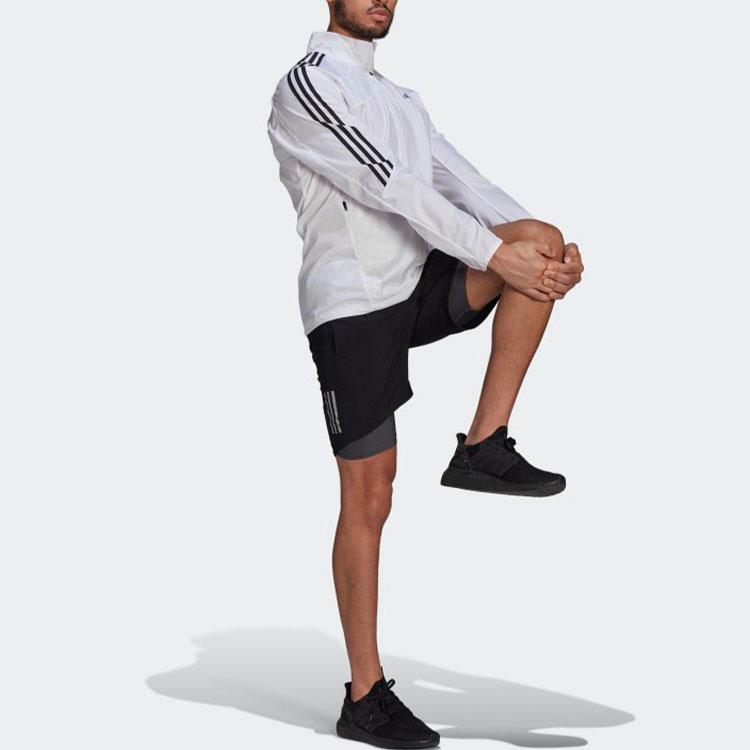 Adidas Marathon Jacket With Stand Collar And Logo Stripes Men Jackets White GK6111