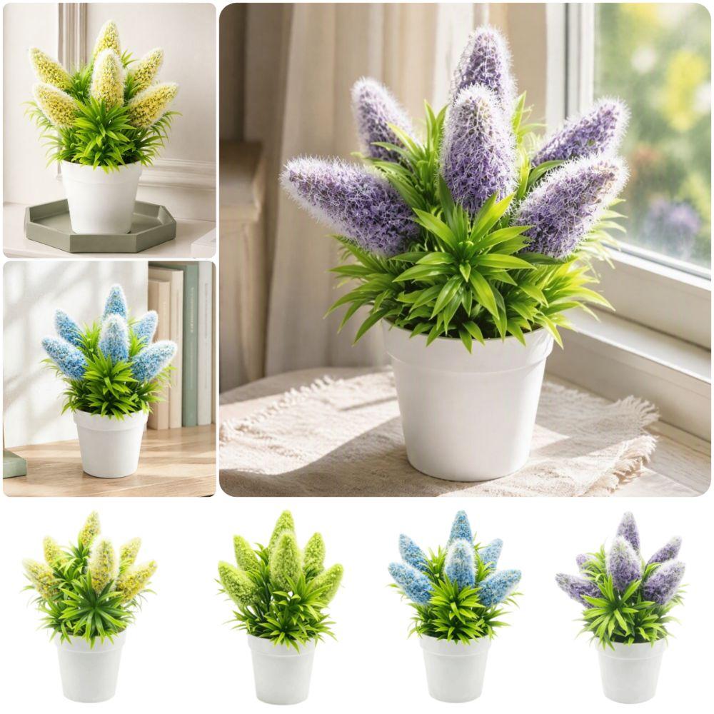 With Pot Artificial Flower Bonsai Multicolor Faux Potted Flower Indoor Outdoor