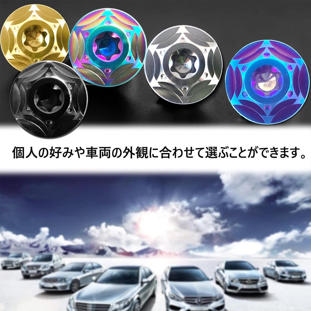 HiLiBoom M6 Anti-Theft Screws Titanium Alloy Snowflake Design Car License Plate Bolts Set of 2 (4 Blue)