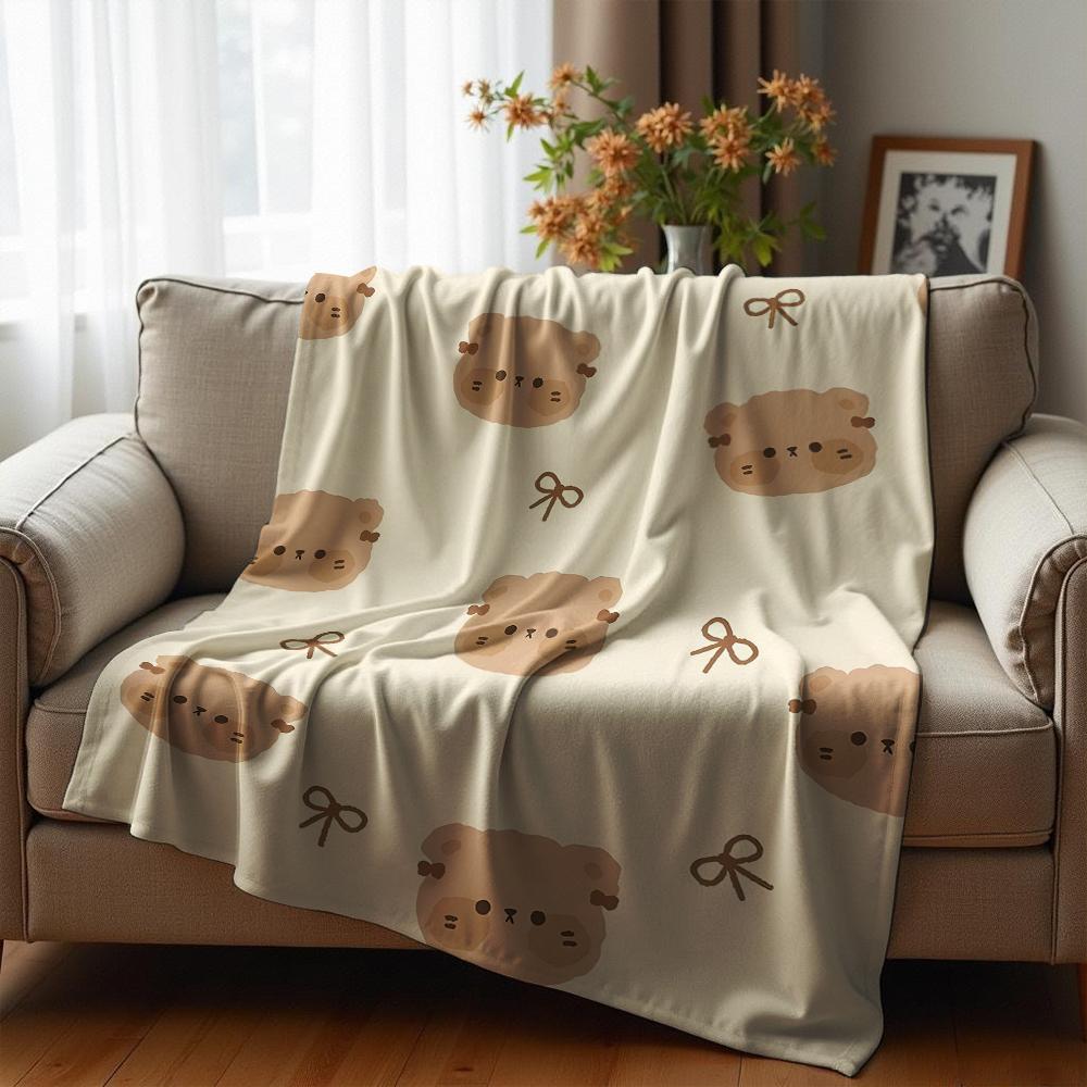 Diamond Fruit Bow Gingham Cartoon Anime Print Flannel Blanket Soft Warm Throw for Kids Bedroom Sofa Christmas Office Car