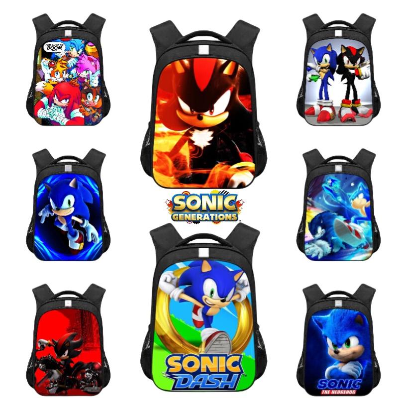New Sonic Children's Backpack For Boys And Girls Cartoon Trendy School Bag Medium Size 20-35l Capacity