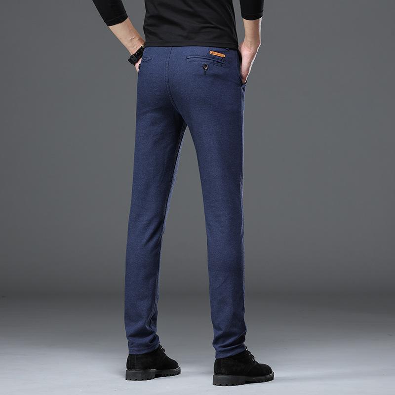 Herbststil Trendige Elastische Herren Business Baumwolle Leinen Karierte Herren Schmalbeinige Freizeithose