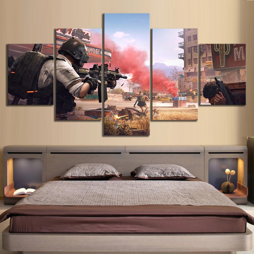 5 Stück 10 Pubg Battlegrounds Spiel Modulare Wandkunst Leinwand Poster Bilder Gemälde Heimdeko Zubehör Wohnzimmerdekoration