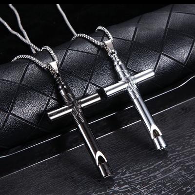 Men's Necklace Ladies Necklace Fashion Cross Whistle Pendant Necklace Long Sweater Chain