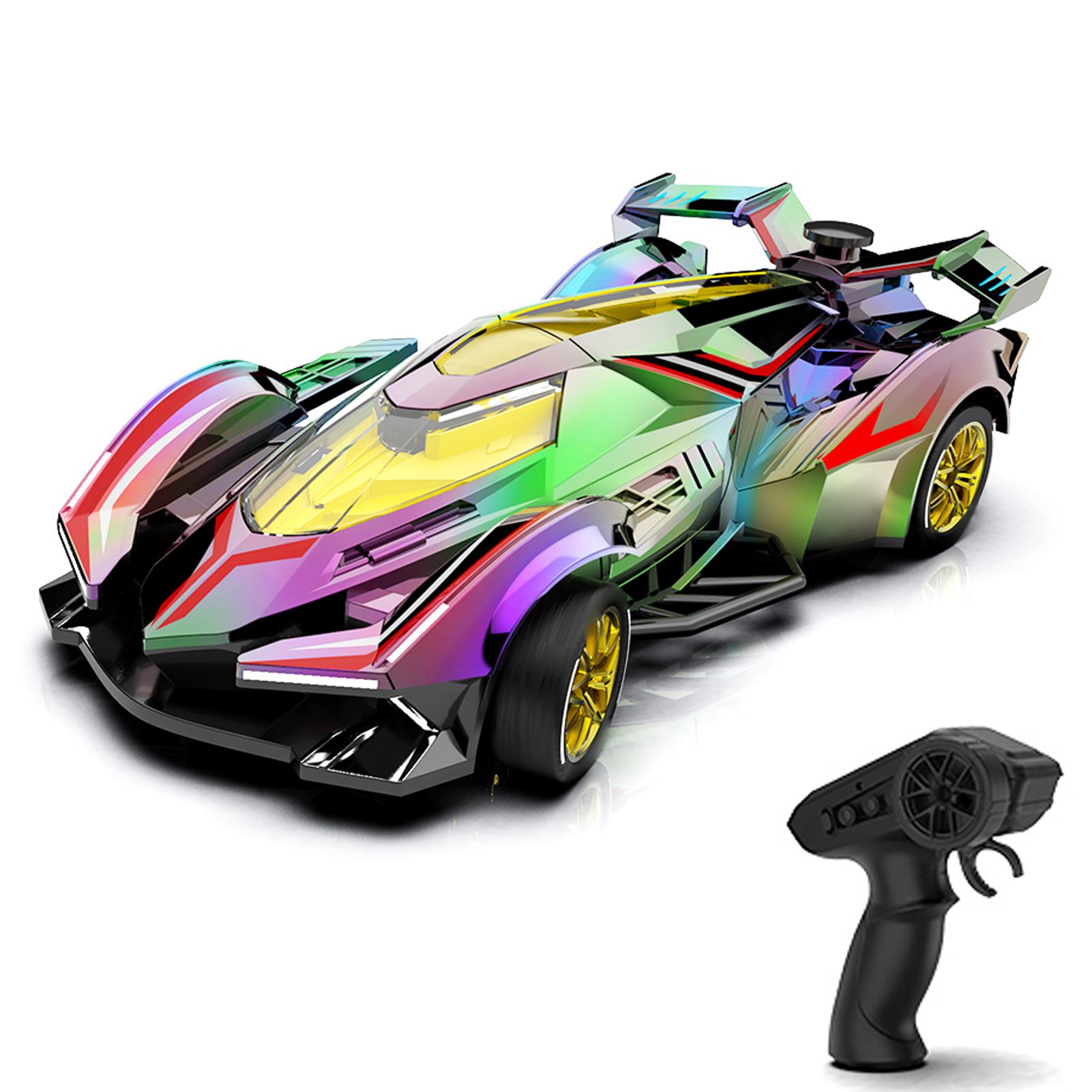 

2.4G RC Drift Car, Iridescent Spray Remote Control Car with LED Lights, 4WD High Speed Racing Toy for Kids Adults
