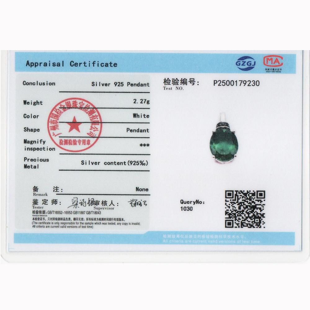 Vintage Pendant Created Oval 10*12mm Emerald Nano 925 Sterling Silver Necklace Fine Jewelry for Women's Proposal Gorgeous Gifts