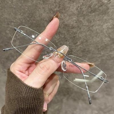 Influencer Frameless Myopia Glasses - Ultra-Light Gold Wire Metal Frame for Prescription Lenses