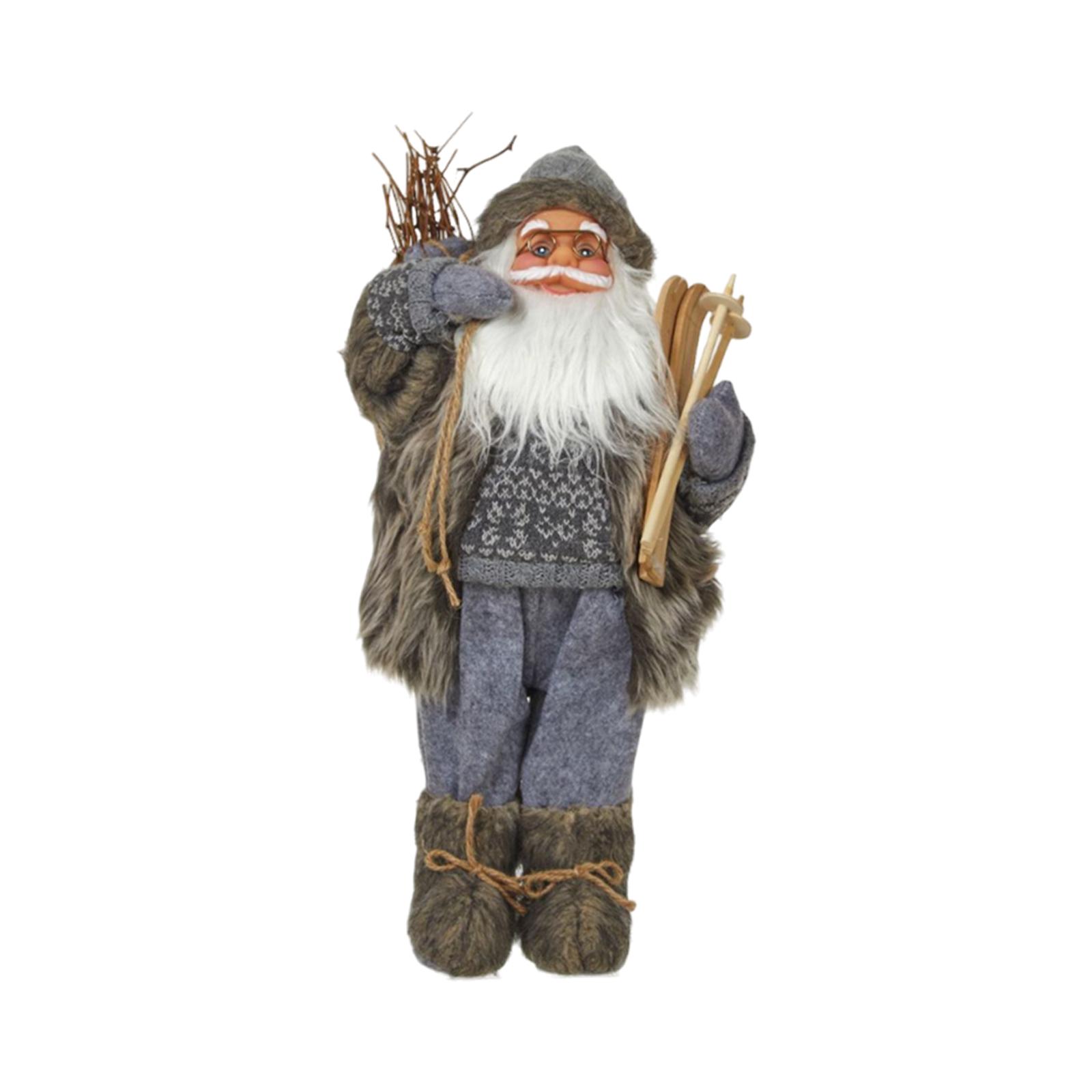 Santa Claus Figurine Tabletop Xmas Decor Xmas Statue Santa Claus Ornament Cute Santa Doll for Home Party Garden Festival Height 30cm