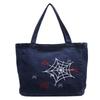 Large Capacity Denim Tote Bag Women's Travel Bag Embroidery Commuter Shoulder Bag
