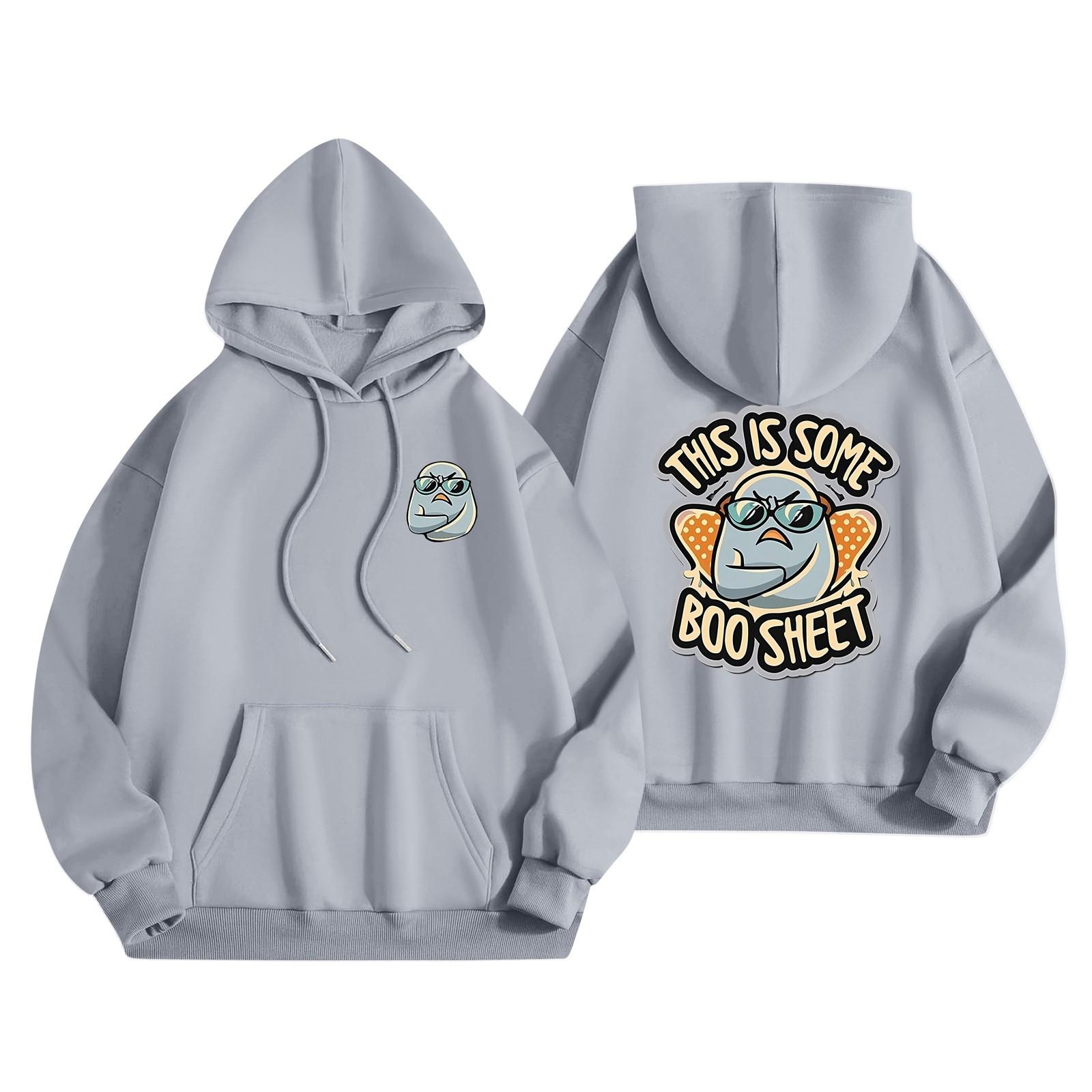 

Женская мода, легкий женский свитер с длинными рукавами и карманами, толстовка с капюшоном и принтом на Хэллоуин L