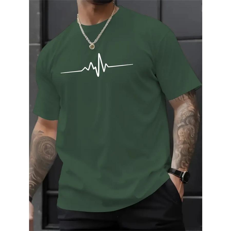 Creative Print Men's Fashionable Summer Crew Neck Short Sleeve Sports T-shirt, Comfortable And Versatile