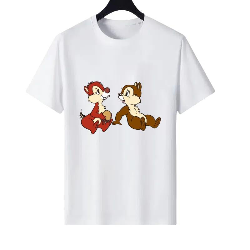Chipmunk Duo Cartoon Graphic White T-shirt S