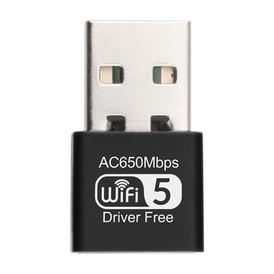 Adattatore WiFi wireless da 650 Mbps Mini USB 2.0 Dongle Wi-Fi Trasmettitore ricevitore Ethernet USB Scheda di rete senza driver Dual Band 2.4G e 5G per PC portatile