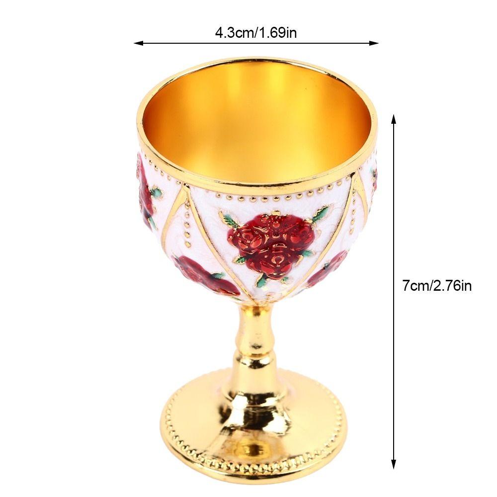 2pcs Silver White Blue Metal Embossed Wine Glass Alloy Retro Metal Wine Cup Home Decor