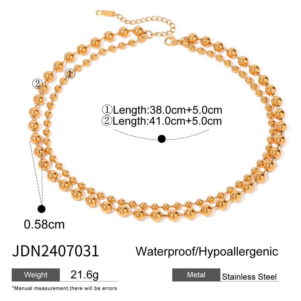 Jieding European and American Stainless Steel Beaded Love Necklace Collarbone Chain 18k Gold Ins Jewelry Titanium Steel