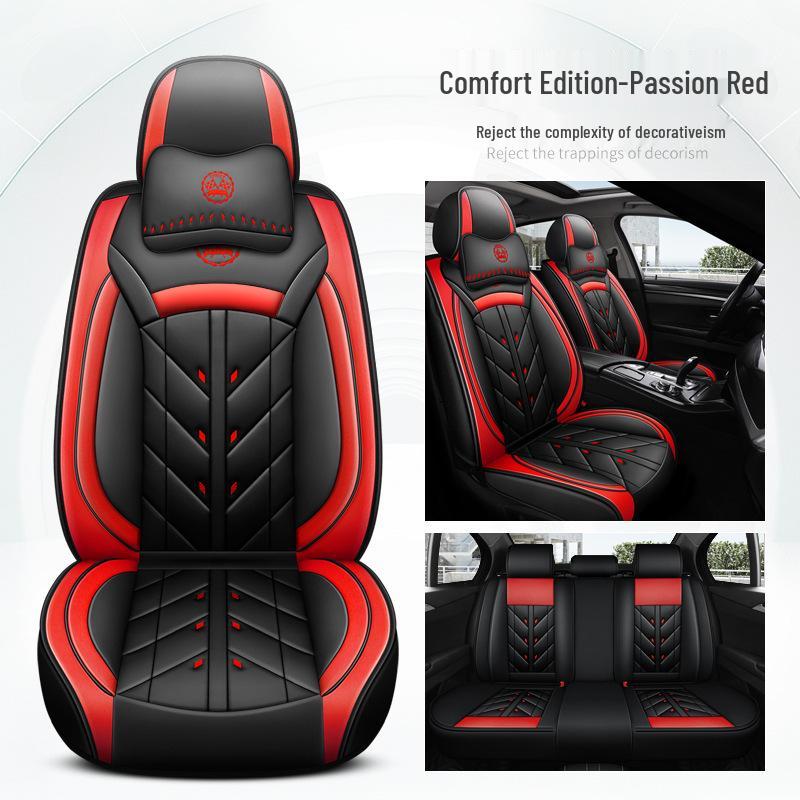 Universal Full Leather Car Seat Cushion for Five-Seaters - All-Season Coverage