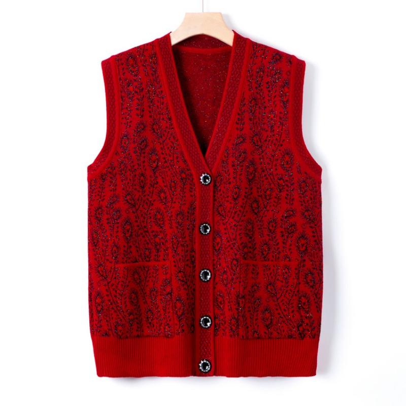 Middle-aged and old women's clothing autumn clothing new knitted sweater grandma autumn sweater vest jacket mom wearing vest top