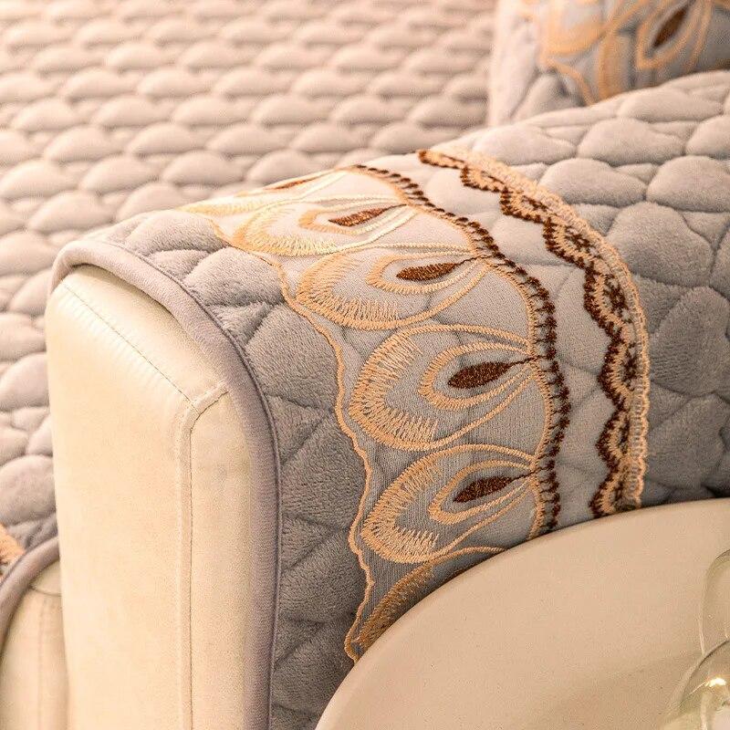 Winter Warm Sofa Cover Non-slip Plush Lace Sofa Cushion Universal Sectional Couch Cover Anti-dirty Sofa Towel for Living Room