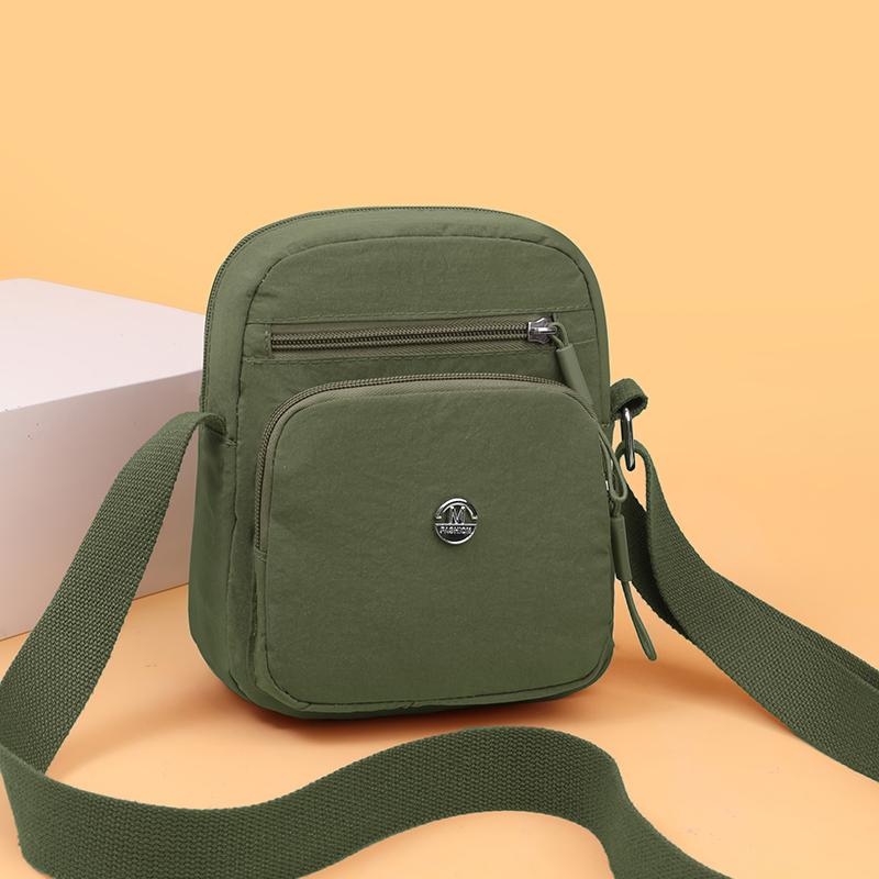 Lightweight Women's Shoulder Bag Solid Collor Mobile Phone Bag Waterproof Nylon Small Square Bag