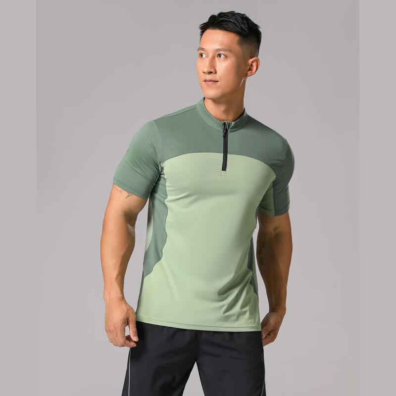 OEING Men's Half-Zip Quick-Dry Running T-Shirt