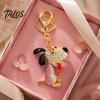 Bag Charm with Lobster Clasp Rhinestone Dog Keychain, Backpack Purse Puppy Clasp, Golden Plated Keyring Decorative Pendant Handbag Accessory