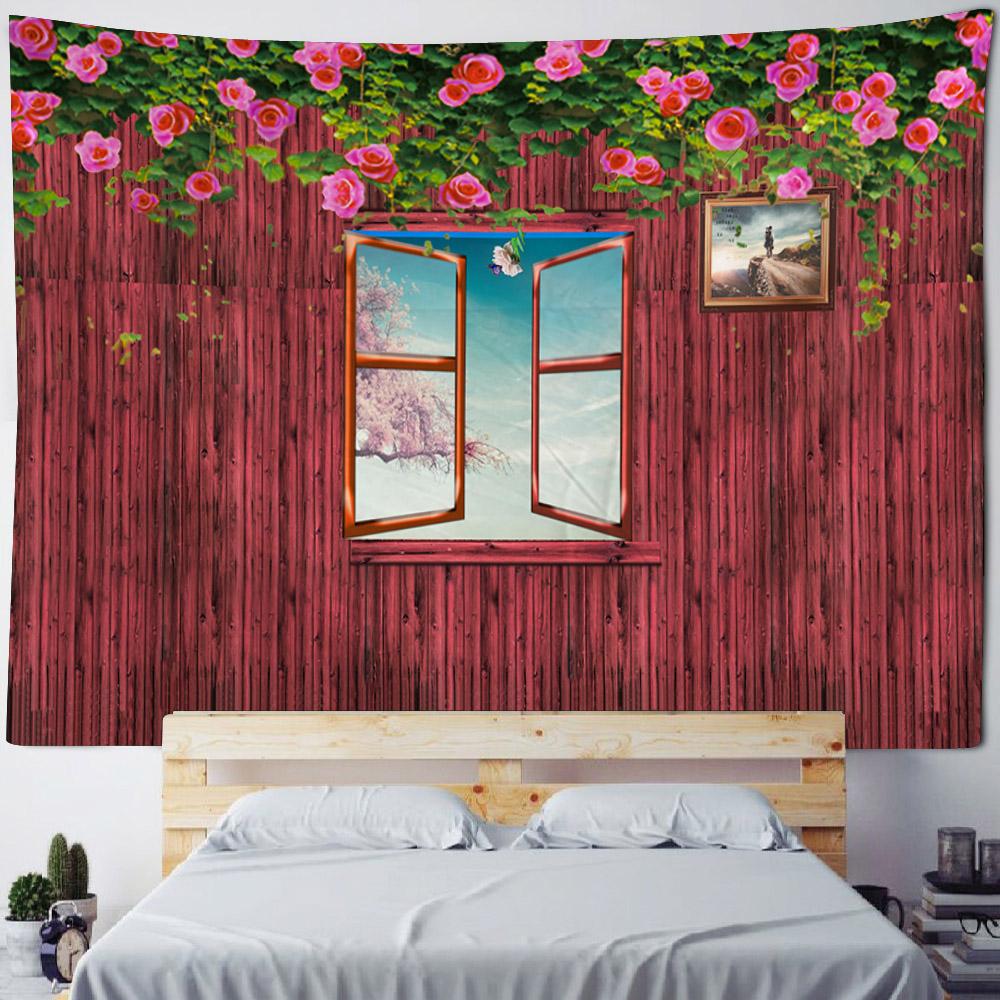 Imitation window art decorative tapestry, retro oil painting, home background wall hanging, bedroom and dormitory wall cloth