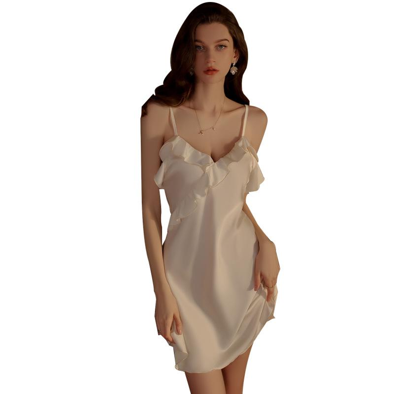 Women's Silky Fitted Backless Cami Sleep Dress with Robe Lounge Set