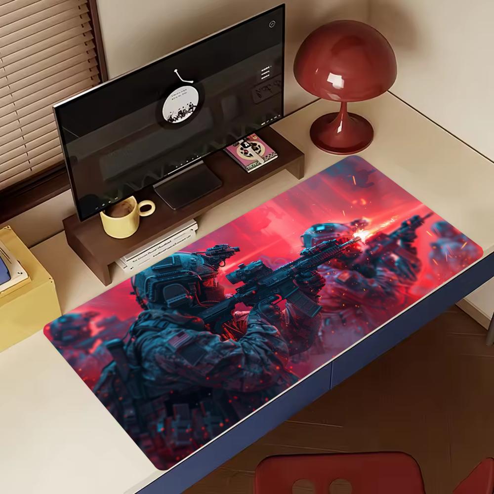 Military Shooter Large Extended Gaming Mouse Pad Anti Slip Rubber Stitched Hd Print Desk Mat For Pc Gamer Laptop Table Decor