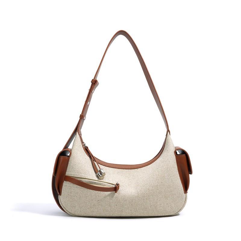 Linen Shoulder Bag High-end Fashionable Simple Handbag Women s Leather Texture Crossbody 29x9x18cm