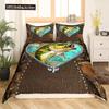 Pike Fish Bedding Striped Bass Big Pattern Hunting And Fishing Themed Duvet Cover For Kids Boys BedRoom Decorations For Teens