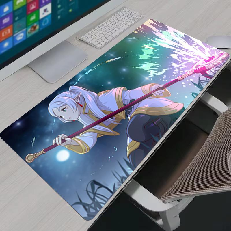 Mauspad Groß XXL Anime Frieren Mauspad Büro Schreibtisch Rutschfest Tastatur Schreibtischmatte Computerspiel Schlosskante Verlängertes Teppich