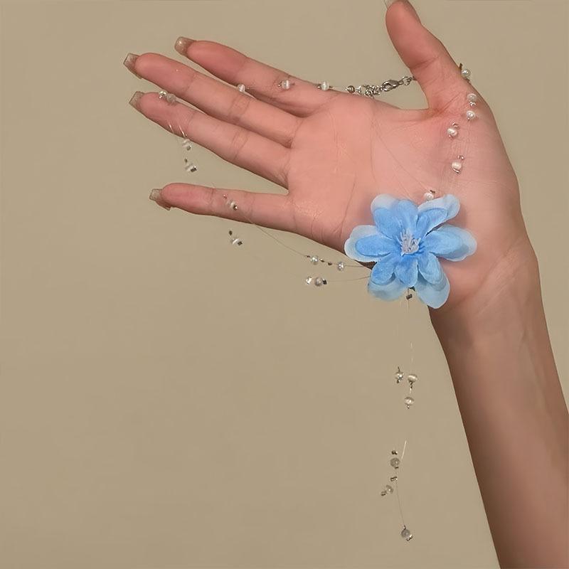 

опаловое бисерное тканевое цветочное ожерелье-подвеска нишевое милое темпераментное модное универсальное высокочувствительное изысканное ожерелье