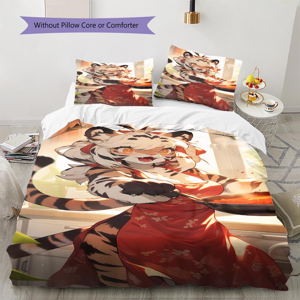 Anime Pattern Bedding Quilt Set Quilt Cover Pillowcase Home Decoration Birthday Gift (1 * Duvet Cover + 2 * Pillowcase, Without Core)