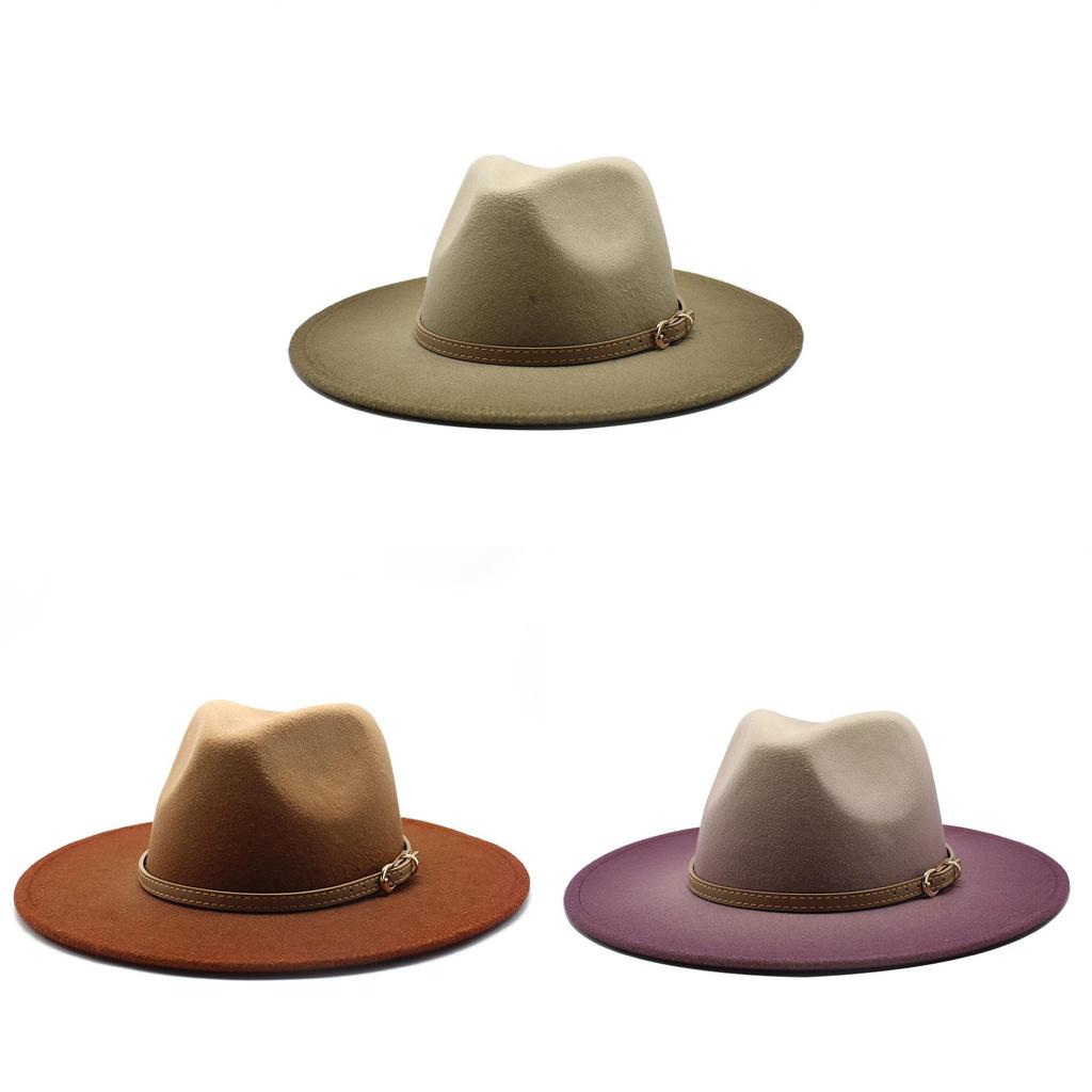 Cappello da Sole Classico Britannico da Donna in Feltro di Lana con Ampia Falda per la Moda Estiva