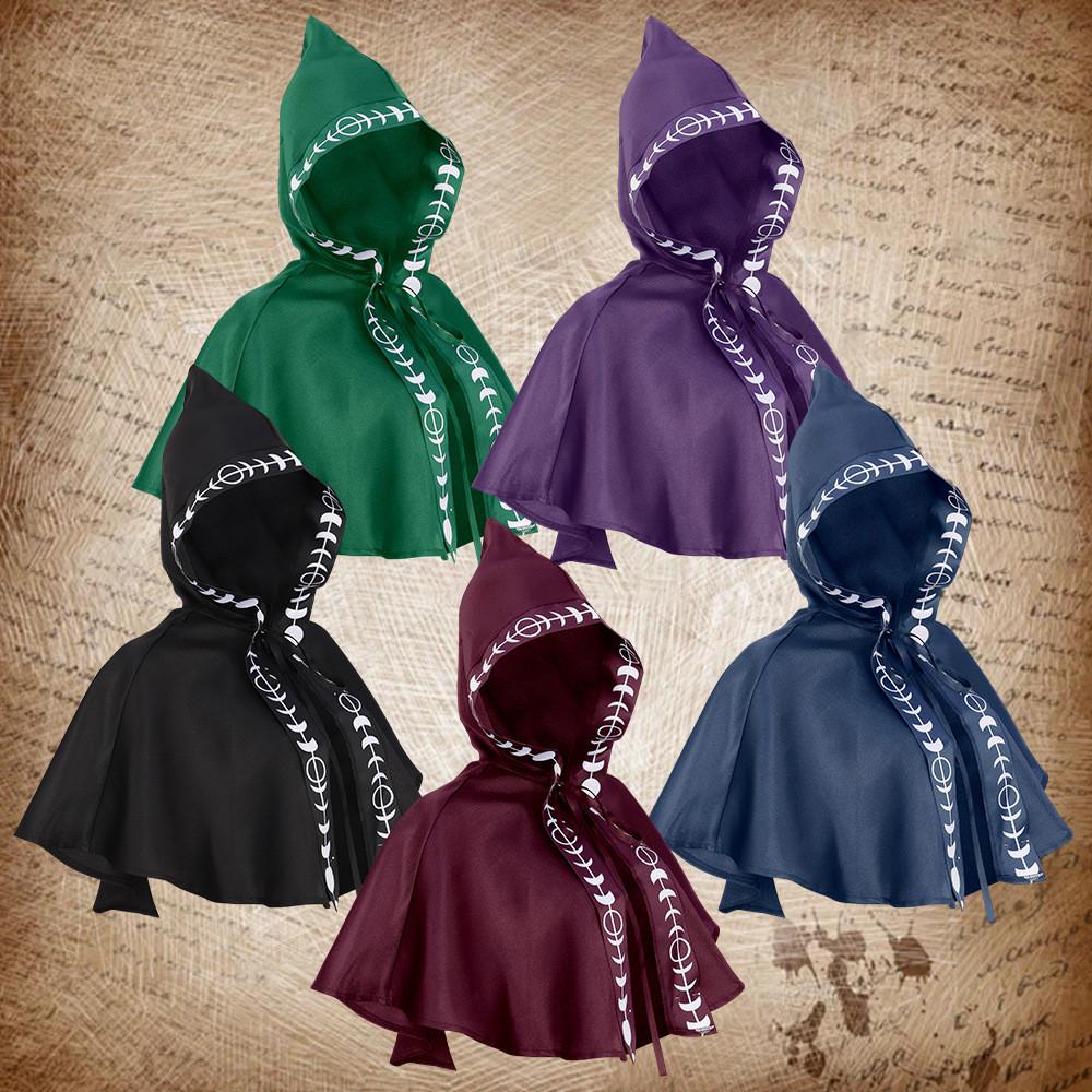 Mantello con Cappuccio Medievale Stampato Versatile Unisex per Spettacoli Teatrali e Cosplay