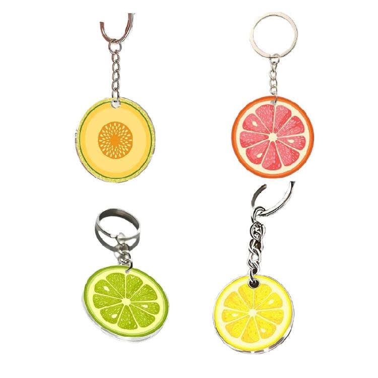 Delicata Decorazione Chiave in Acrilico Fette Ispirate alla Frutta Con Dettagliati Motivi Per Personalizzazione Ornamento per Borsa