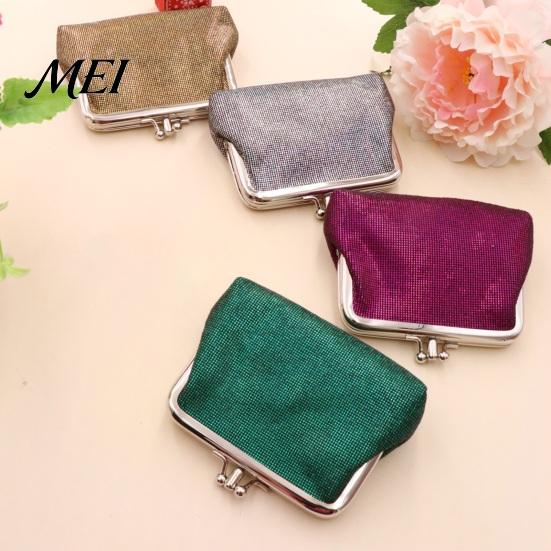 Durable Coin Pouch Vintage Glitter Mini Purse, Portable Kiss Lock Closure Change Compact Holder Pouch, Double-layer Wallet for Cards, Jewelry,