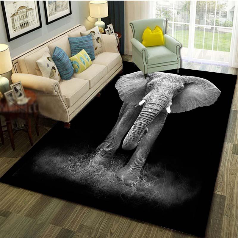 Non-Slip Floor Mat Featuring an Elephant Design, Available In Three Sizes, Perfect for Living Room Decoration