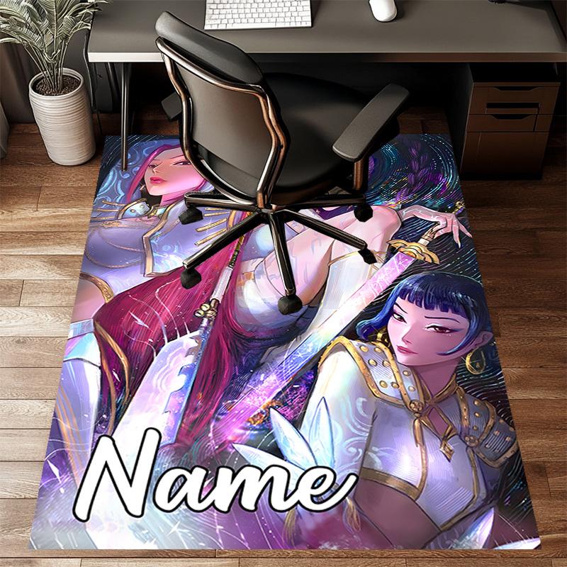 Custom KPop Demon Hunters Mat Personalized Name, Polyester Washable Indoor Entryway Rug, Gift for Christmas, Easter, Thanksgiving Day